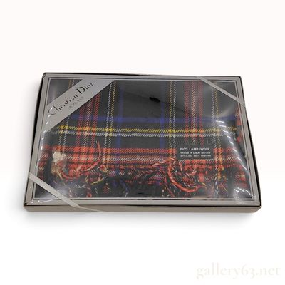 Sale Photo Thumbnail #463: Vintage Christian Dior Monsieur Plaid Lambswool Scarf with Box