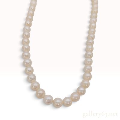 Sale Photo Thumbnail #80: Vintage Silver and 6mm to 7mm Cultured Pearl Strand Necklace