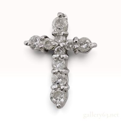 Sale Photo Thumbnail #217: Pt900 Platinum and 0.13ctw Natural Diamond Cross Pendant