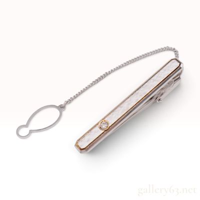 Sale Photo Thumbnail #370: BlueStar 18K and Sterling Silver 0.08ct Natural Diamond Tie Clip