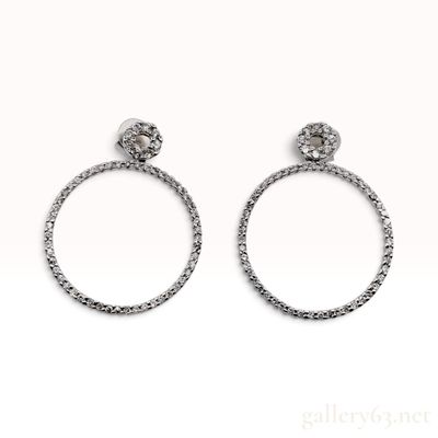 Sale Photo Thumbnail #423: 18 Karat White Gold 0.44ctw Natural Diamond Open Circle Drop Earrings