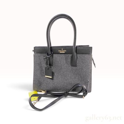 Sale Photo Thumbnail #621: Kate Spade Cameron Street Candace Grey Wool and Black Saffiano Leather Satchel Bag