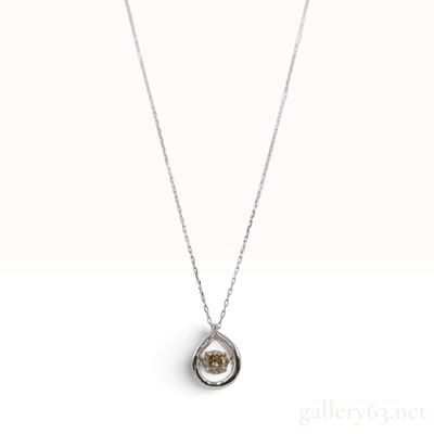 Sale Photo Thumbnail #23: Pt900 and 0.20ct Natural Diamond Teardrop Dancing Stone Pendant Necklace