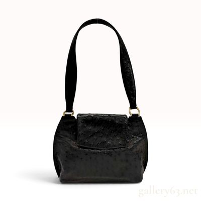 Sale Photo Thumbnail #461: Vintage SARI 2000 Black Ostrich Leather Shoulder Handbag