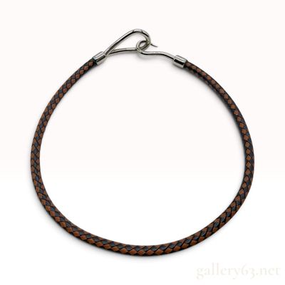 Sale Photo Thumbnail #168: Hermes Jumbo Brown and Black Braided Leather Necklace
