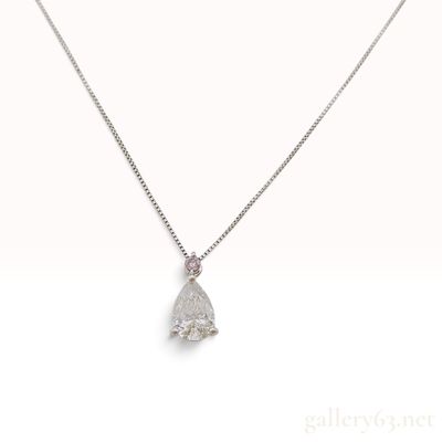Sale Photo Thumbnail #184: Pt900 Platinum 1.001ct Pear Natural Diamond and 0.052ct Pink Natural Diamond Pendant Necklace