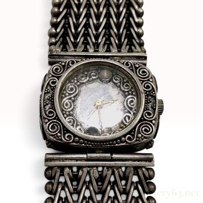 Sale Photo Thumbnail #143: Vintage Hyboto Sterling Silver Ornate Woven Bracelet Watch