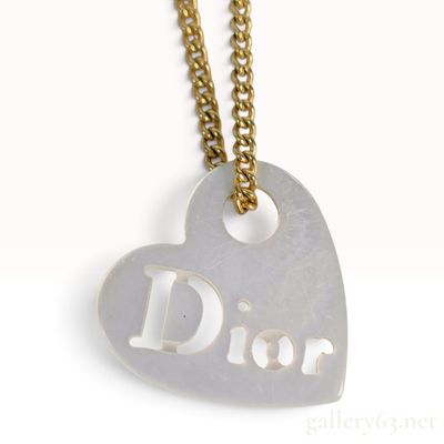 Sale Photo Thumbnail #285: Christian Dior Heart Shell Logo Gold Tone Pendant Necklace