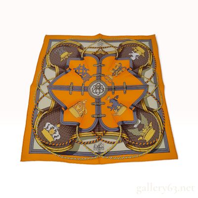 Sale Photo Thumbnail #100: Hermes Grande Tenue Orange Silk Carre 45