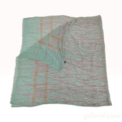 Sale Photo Thumbnail #234: Bottega Veneta Pearl and Lattice Motif Mint Green Silk Scarf 90 cm