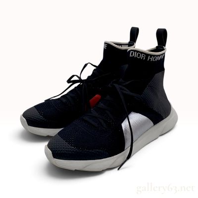 Sale Photo Thumbnail #108: Dior Homme B21 Black and Silver Technical Knit High-Top Sneakers
