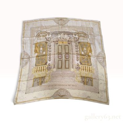 Sale Photo Thumbnail #522: Louis Vuitton Les Decors Parisiens au XIXme Siecle Neutral Silk Scarf 90cm