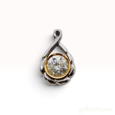 Sale Photo Thumbnail #428: 1.17ct Natural Diamond 18K Yellow Gold and Platinum Pendant