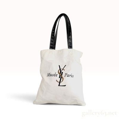 Sale Photo Thumbnail #623: Musée Yves Saint Laurent Paris Exhibition Cream Canvas Tote Bag 38 cm