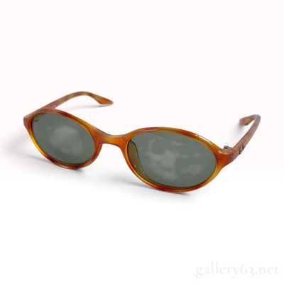 Sale Photo Thumbnail #97: Vintage Ray-Ban W2834 Amber Tortoiseshell Acetate Oval Sunglasses with Pouch