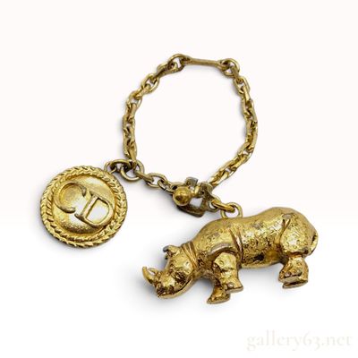 Sale Photo Thumbnail #591: Vintage Christian Dior Gold Plated Rhinoceros Bag Charm