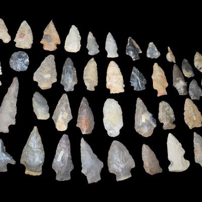 Sale Photo Thumbnail #573: Lot of 40 Woodland and Archaic Arrowheads, Tennessee