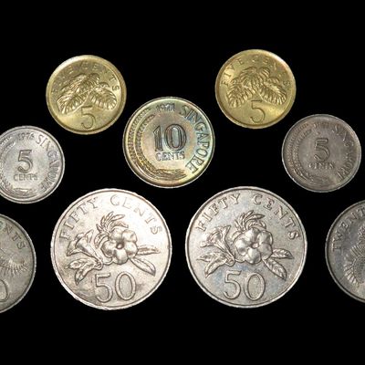 Sale Photo Thumbnail #596: Lot of 9 Coins, Singapore