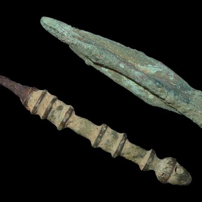 Sale Photo Thumbnail #395: Lot of 2 Metal Projectile Points, Middle Eastern