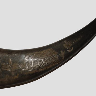 Sale Photo Thumbnail #557: 10 1/4" Inscribed Powder Horn
