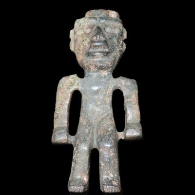 Sale Photo Thumbnail #336: 6" Pre-Columbian Stone Mezcala Deity Figure, Guerrero
Mexico, Made of Greenish Hardstone Material