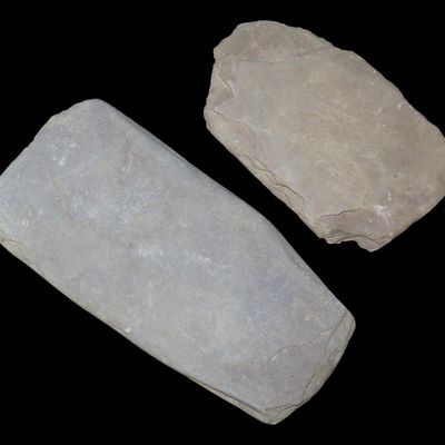 Sale Photo Thumbnail #553: Lot of 2 Slate Preforms, Celt / Gorget Forms, Indiana