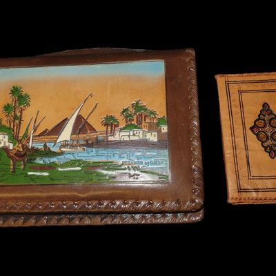 Sale Photo Thumbnail #518: Lot of 2 Leather Binders Obtained in Egypt, Neat Pieces