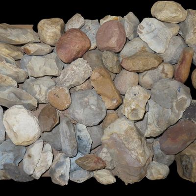 Sale Photo Thumbnail #515: Box of Site Material, Flint Cores, Scrapers, and Miscellaneous Tools, Kansas