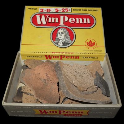 Sale Photo Thumbnail #443: Box Containing a Pot and Pottery Shards, Madison Co., Illinois