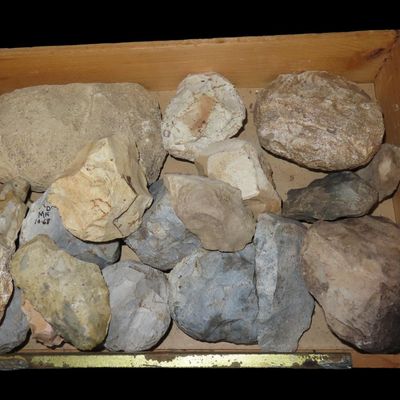 Sale Photo Thumbnail #513: Box of Site Material, Flint Cores, Scrapers, and Miscellaneous Tools, Kansas