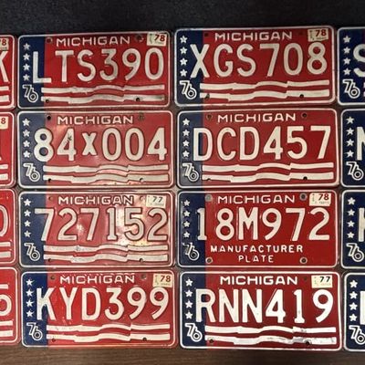 Lot 16 1976 Michigan Bicentennial License Plates