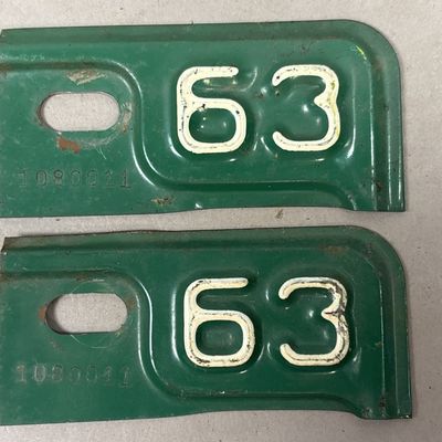Pair 1963 Michigan License Plate Renewal Tags
