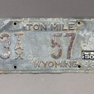 Wyoming Ton Mile 3 Tax 57 1980 License Plate