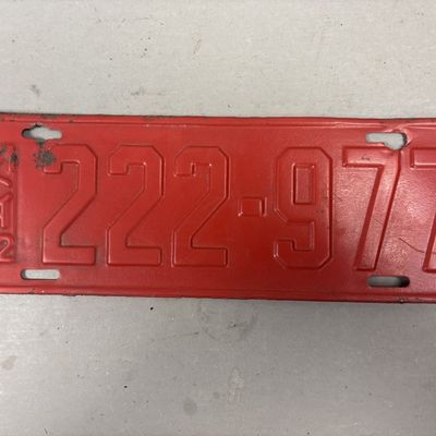 1922 Vintage Red Michigan License Plate Repainted