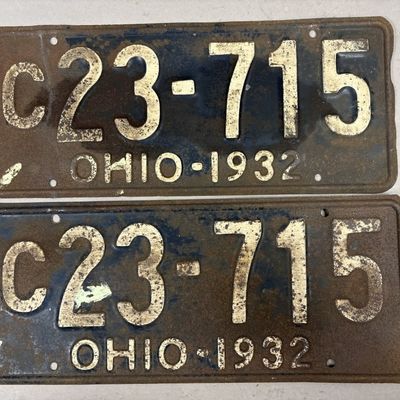 Pair 1932 Ohio C 23-715 Vintage License Plates