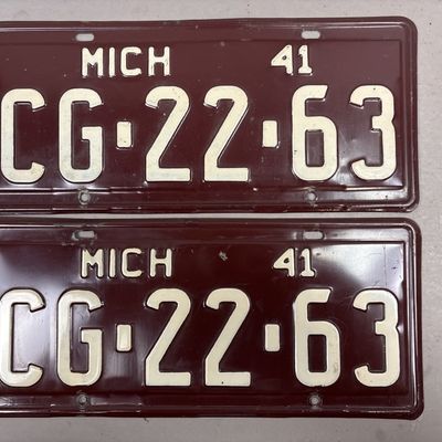 Pair of 1941 Michigan CG-22-63 License Plates