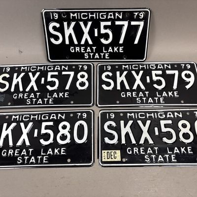 Lot 5 1979 Consecutive Michigan License Plates