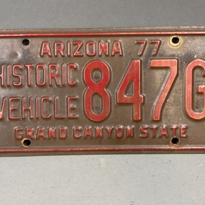 1977 Arizona Historic Vehicle 847G License Plate