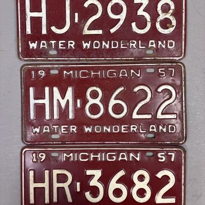 Lot of 3 1957 Michigan Water Wonderland Plates