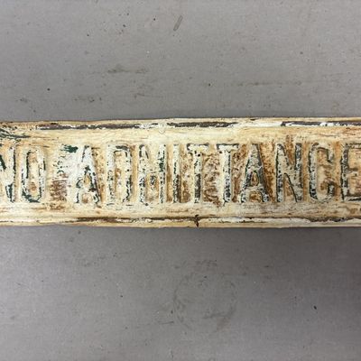 Antique No Admittance Metal Embossed Door Sign