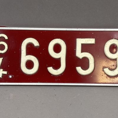 1964 Belgium 6959 Metal w/ Plastic Numbers Plate