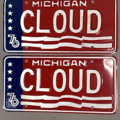 Pair 1976 CLOUD Michigan Personalized Plates EX+