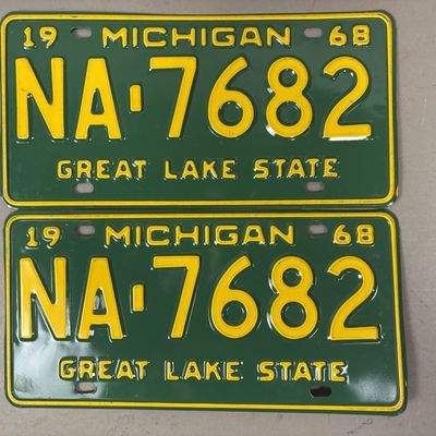 Pair NA 7862 1968 Vintage Michigan License Plates
