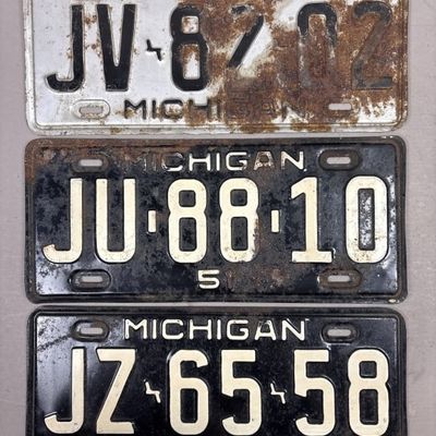 Lot of 3 1950s Michigan Vintage License Plates