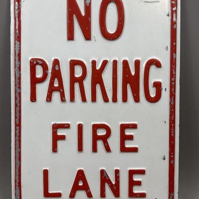 18" x 12" No Parking Fire Lane Embossed Metal Sign