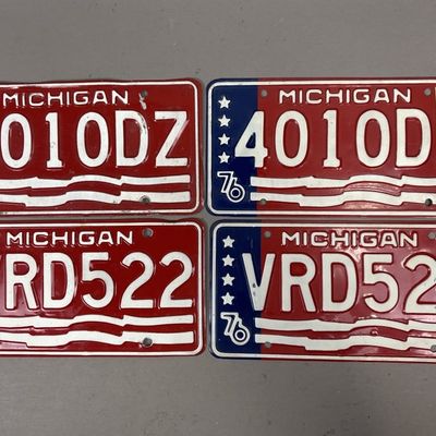 Lot 4 1976-78 Vintage Michigan License Plates