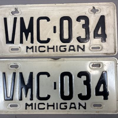 Pair Michigan VMC-034 Vintage License Plates