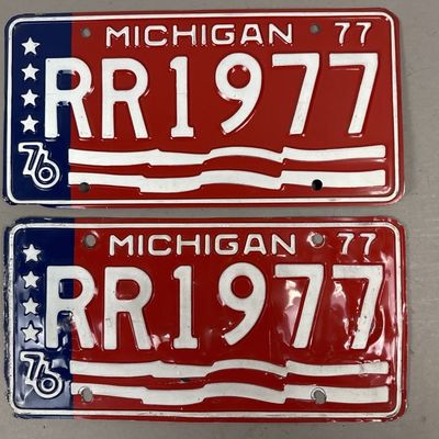 Pair 1977 Rolls Royce Personalized Michigan Plates