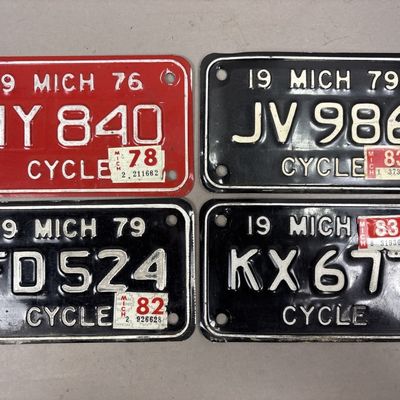 Lot 4 Michigan 1976 79 Motorcycle License Plates