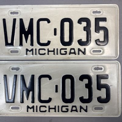 Pair Michigan VMC-035 Vintage License Plates